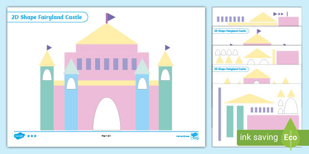 2D Shape Fairyland Castle Activity Sheet (teacher made)