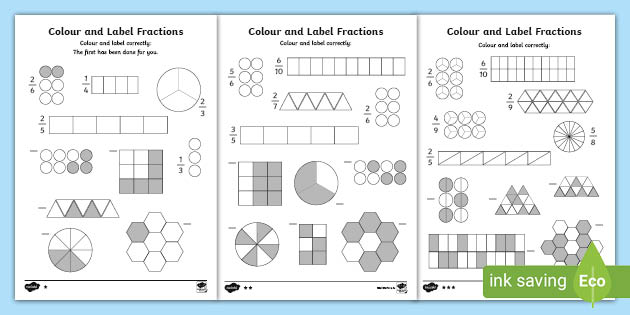 color and label fractions activity sheet teacher made