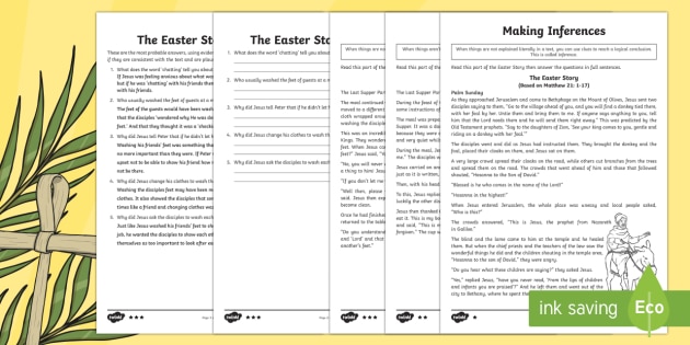 Ks2 Easter Story Inference Worksheet Activity Sheets Uks2 Lks2 Key