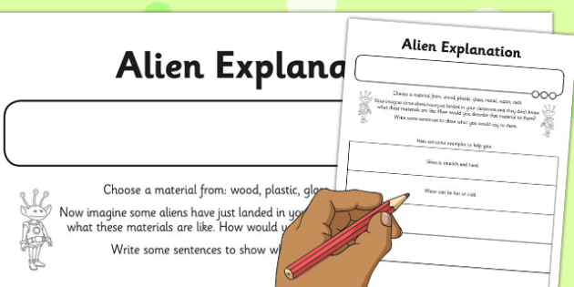 Alien Explanation Worksheet / Worksheet (teacher made)