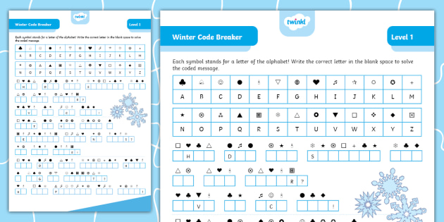Winter Secret Code Breaker - Level 1 - Kids Puzzles