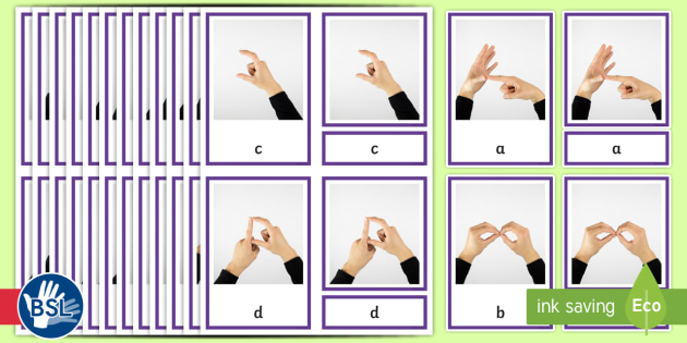 British Sign Language (BSL) Alphabet (Signer's View) Three Part Cards