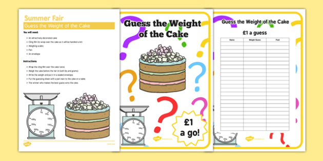 Guess The Weight Of The Cake Chart