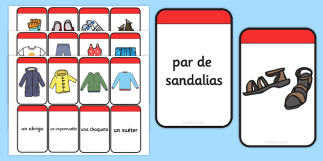 Spanish Clothing Matching Flashcards Teacher Made
