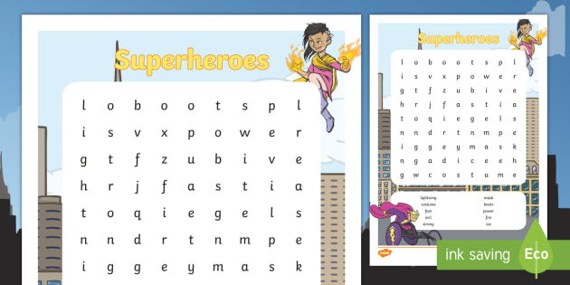 Superheroes Word Search English Primary Resources