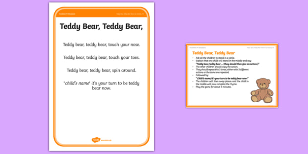 Teddy Bear Teddy Bear Warm-Up Activity Card