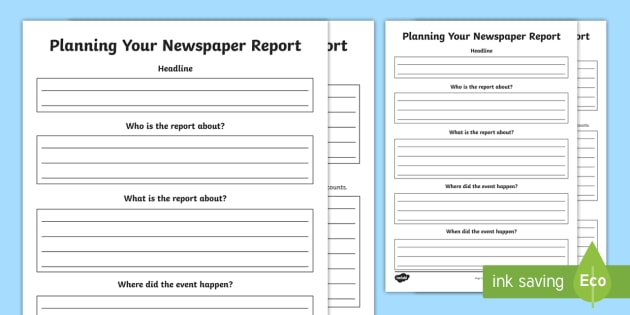 * NEW * Newspaper Report Planning Activity Sheets - recount