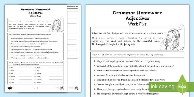 grammar homework sheet