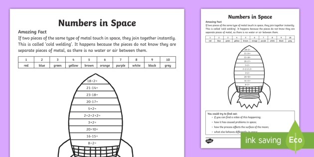 Rocket Calculation Colour by Number (teacher made)