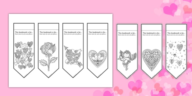 valentine's mindfulness coloring bookmarks romanian translation