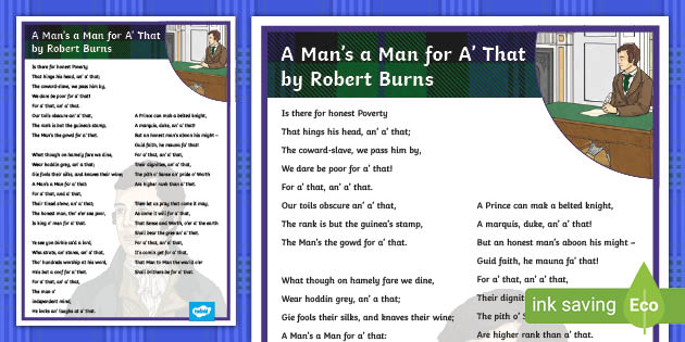 Robert Burns A Man’s a Man for A’ That Poem - Display Poster
