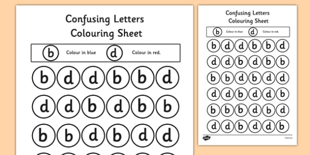 confusing letters coloring worksheets b and d teacher made