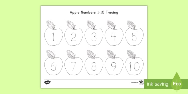 Apple Numbers 1 10 Tracing Activity Easy Download