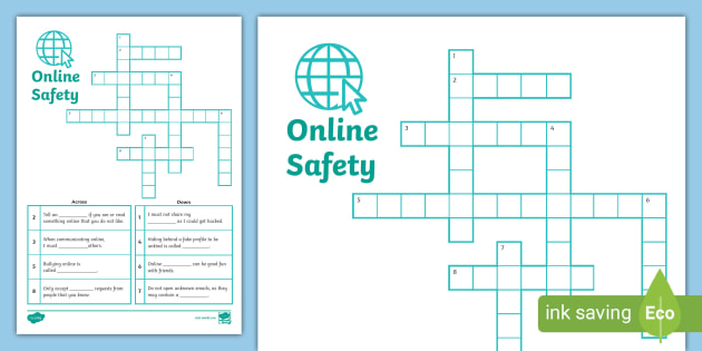 Internet Safety Vocabulary Crossword Staying Safe Online