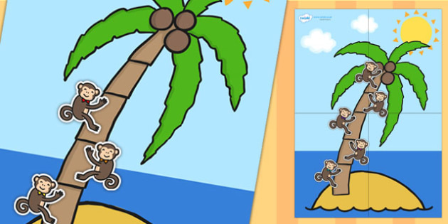 Large Palm Tree and Monkey 5 Step Reward Chart - Twinkl