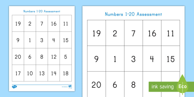 Numbers 1 20 Assessment Progress Sheet teacher Made 