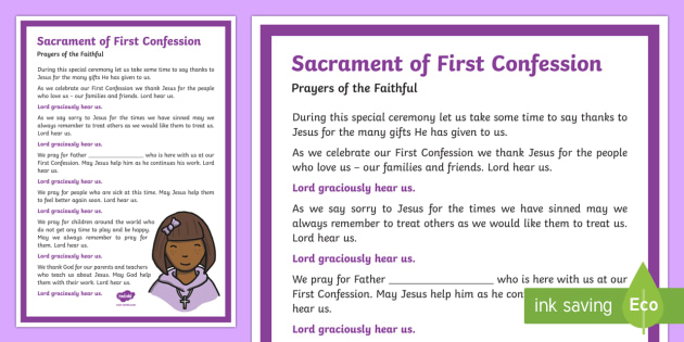 Sacrament of First Confession Prayers of the Faithful Print-Out