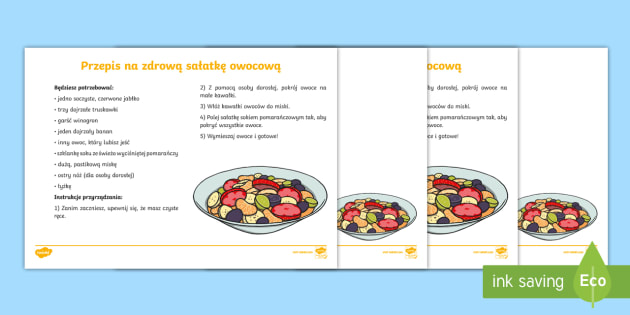 Karta Pracy Czytanka Przepis Na Zdrowa Salatke Owocowa