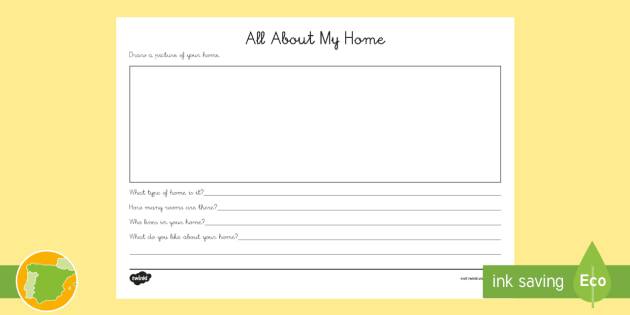 Houses and Homes: All About My Home Worksheet (teacher made)