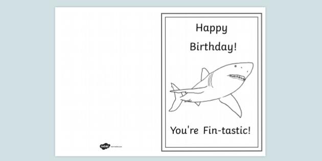 FREE! - Shark Themed Birthday Card Colouring Activity