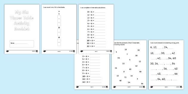 Teacher's Pet » 6x Times Tables Mini Activity Pack