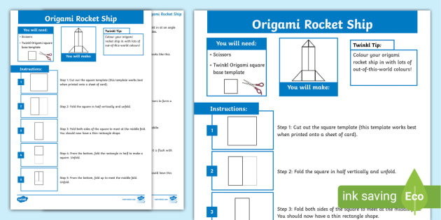 FREE! - Origami Rocket Ship Tutorial Craft (teacher made)