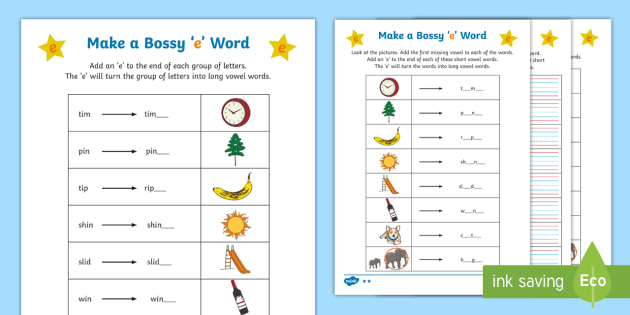 Make A Bossy E Word Set 2 Differentiated Worksheets