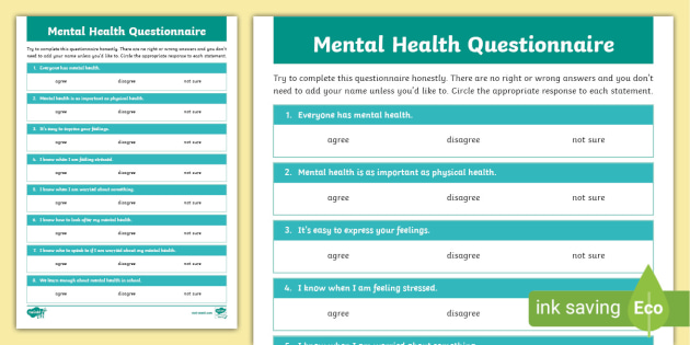 Mental Health Questionnaire Lks2 Teacher Made 6165