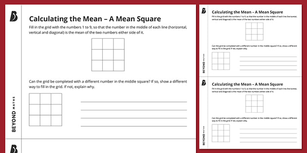 FREE Calculating the Mean A Mean Square KS3 Maths Beyond