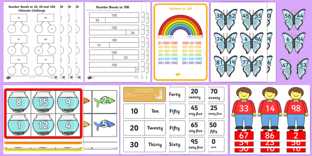 number bonds to 100 teacher made