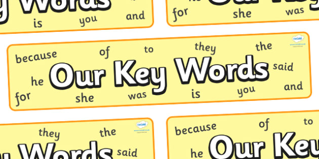 Free Our Keywords Display Banner Teacher Made
