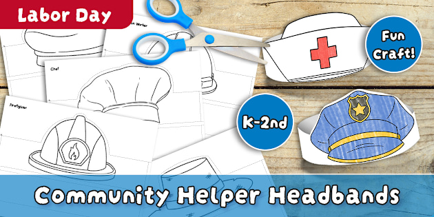 community-helper-headbands-printable-labor-day-hats for Free Printable Community Helpers Paper Hats Community Helper Headbands | Printable Labor Day Hats for Free Printable Community Helpers Paper Hats