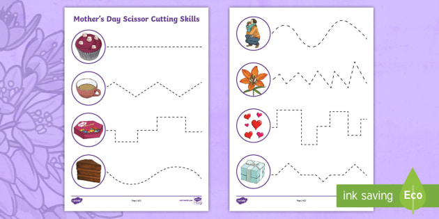 Mother S Day Themed Cutting Skills Worksheet Worksheet Ks1 Ks2 Mother S