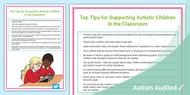 T S 3798 Classroom Tips For Supporting Pupils With Asd Adult Guidance Ver 2 