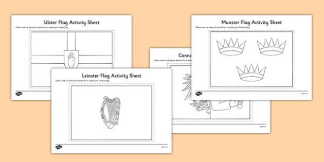 Provinces Of Ireland Flags Colouring Sheets