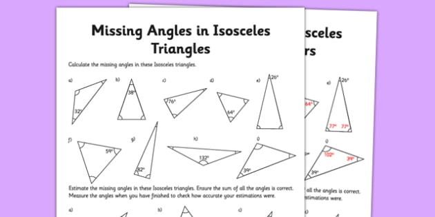 triangles equilateral isosceles and scalene worksheets