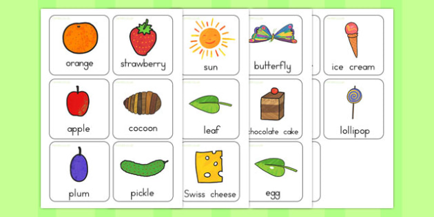 FREE! Flash Cards to Support Teaching on The Very Hungry Caterpillar