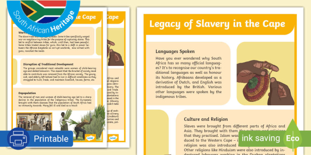 Legacy of slavery in the Cape (teacher made)