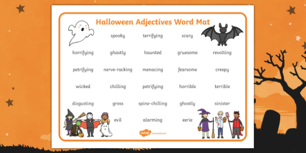 Halloween Adjectives Word Mat teacher Made 