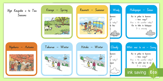 Maori Seasons And Weather Flashcards Te Reo Resource