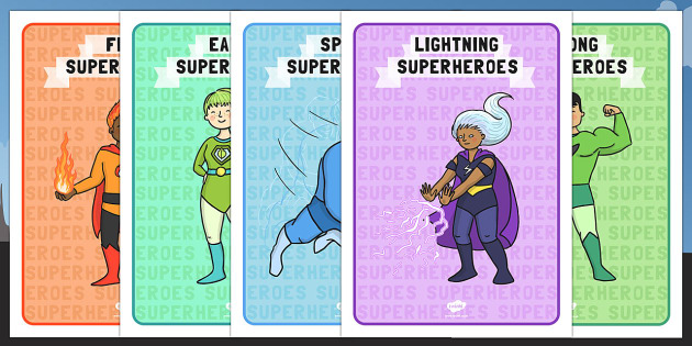 Editable Class Group Names Superhero Teacher Made