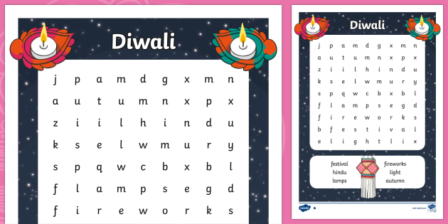 Diwali Word Search Printable