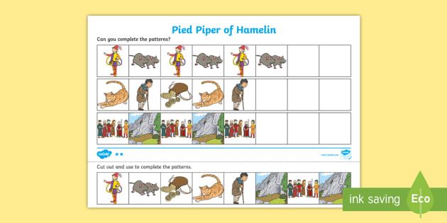 The Pied Piper Complete the Pattern Worksheets