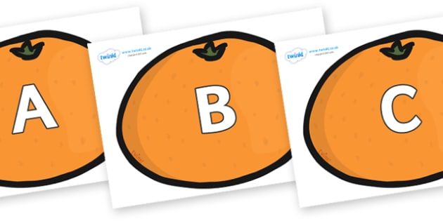 cursive a-z alphabet on satsumas