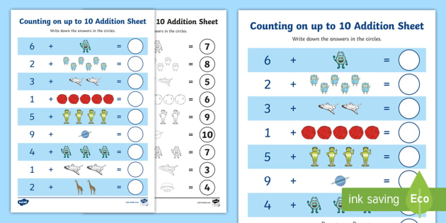 Space Themed Counting on up to 10 Worksheet (teacher made)