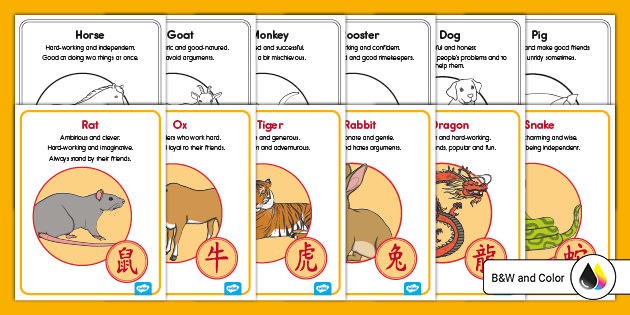 12 Chinese Zodiac Animals Poster & Chinese New Year Poster 2015