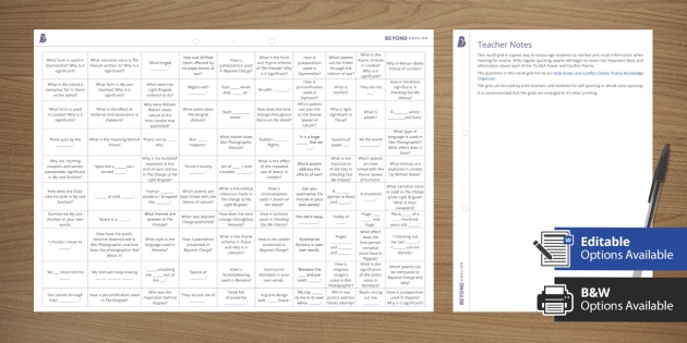 Power and Conflict Revision Grid | AQA Power and Conflict
