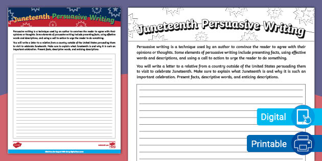 juneteenth persuasive writing teaching resources twinkl