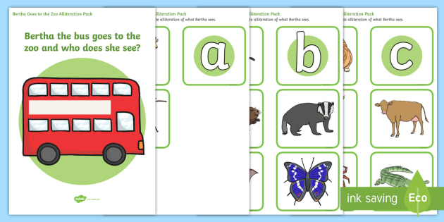 Bertha Goes to the Zoo Alliteration Activity Pack - Twinkl
