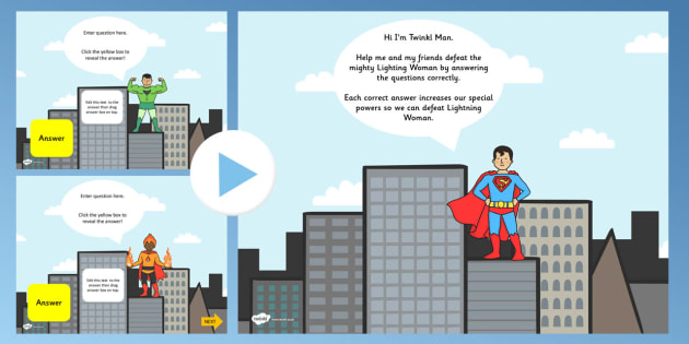 superhero themed adaptable starter and plenary powerpoint